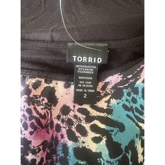 Torrid Animal Print Short Sleeved Top Multi Colored Plus Size 2 18/20 2X HW492 - Picture 15 of 16